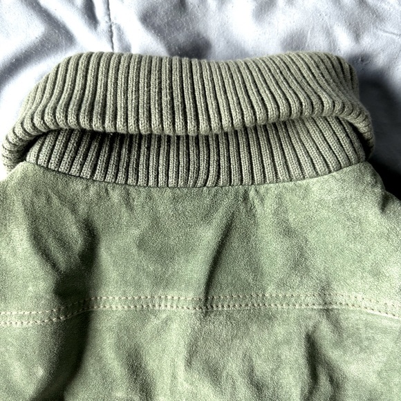 Bernardo Genuine Suede Leather Lined Jacket Zip Front w/ Pockets, Green, Medium - Picture 9 of 14